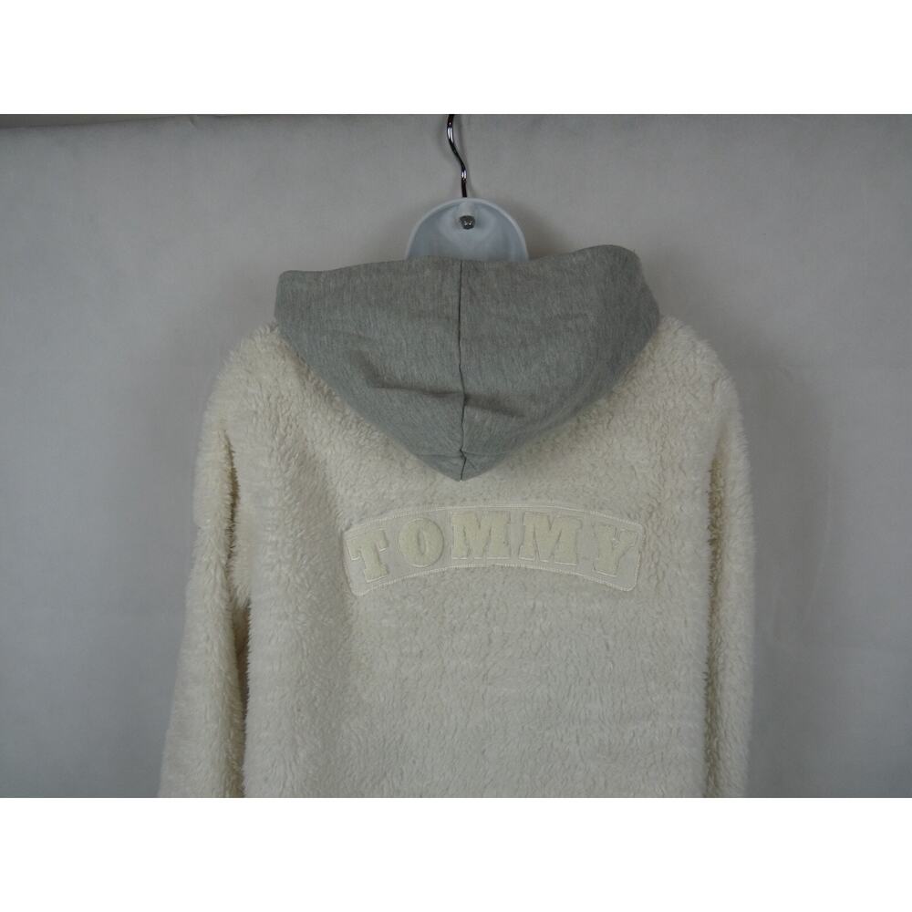 Tommy Hilfiger White Fur with Red/Blue Stripe Hoodie Full Zipper Jacket Size S/P - Picture 4 of 10